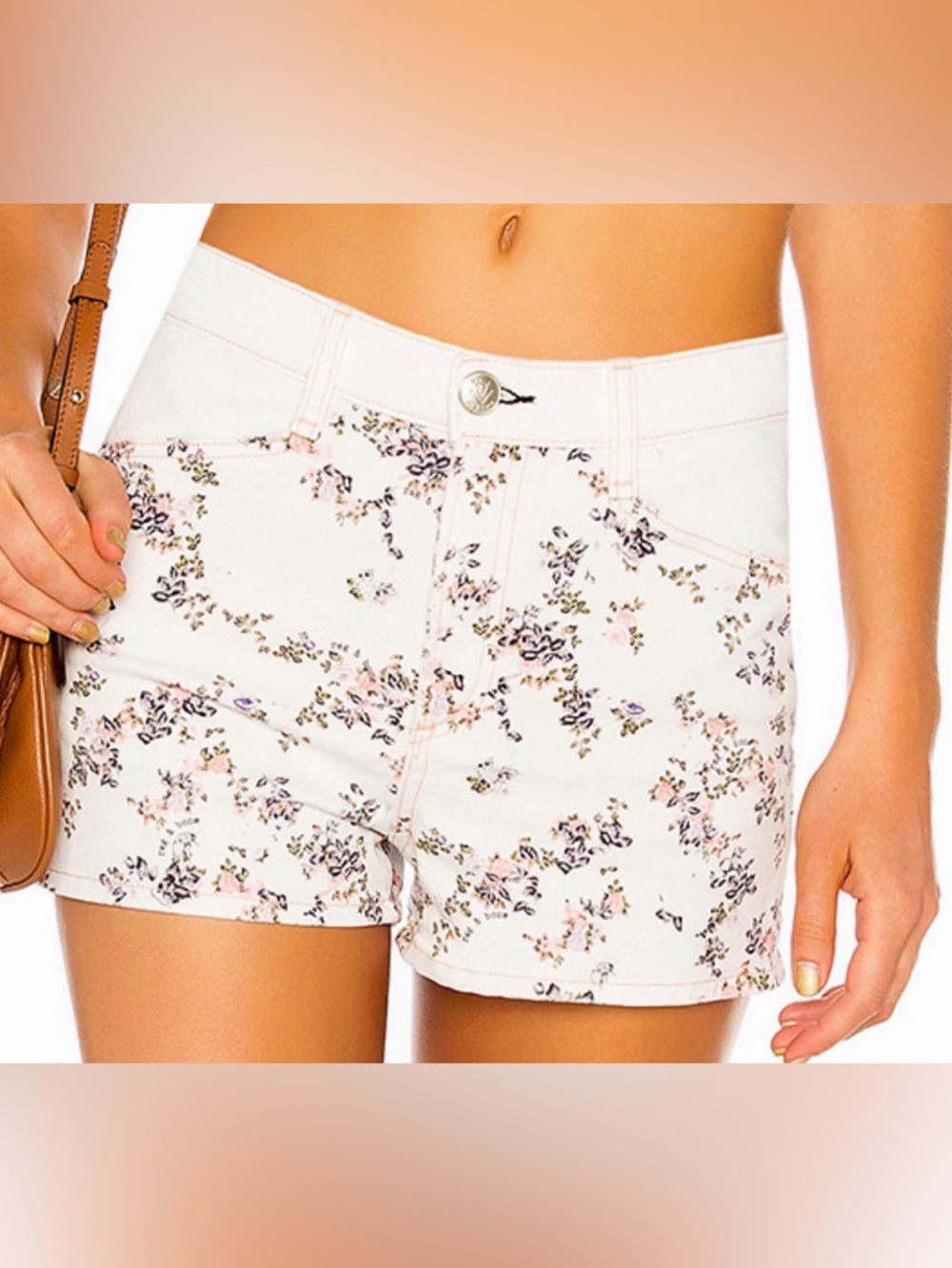 NWT - Rag & Bone - Micro Floral Print Ellie White Denim Women's Shorts - Size 24